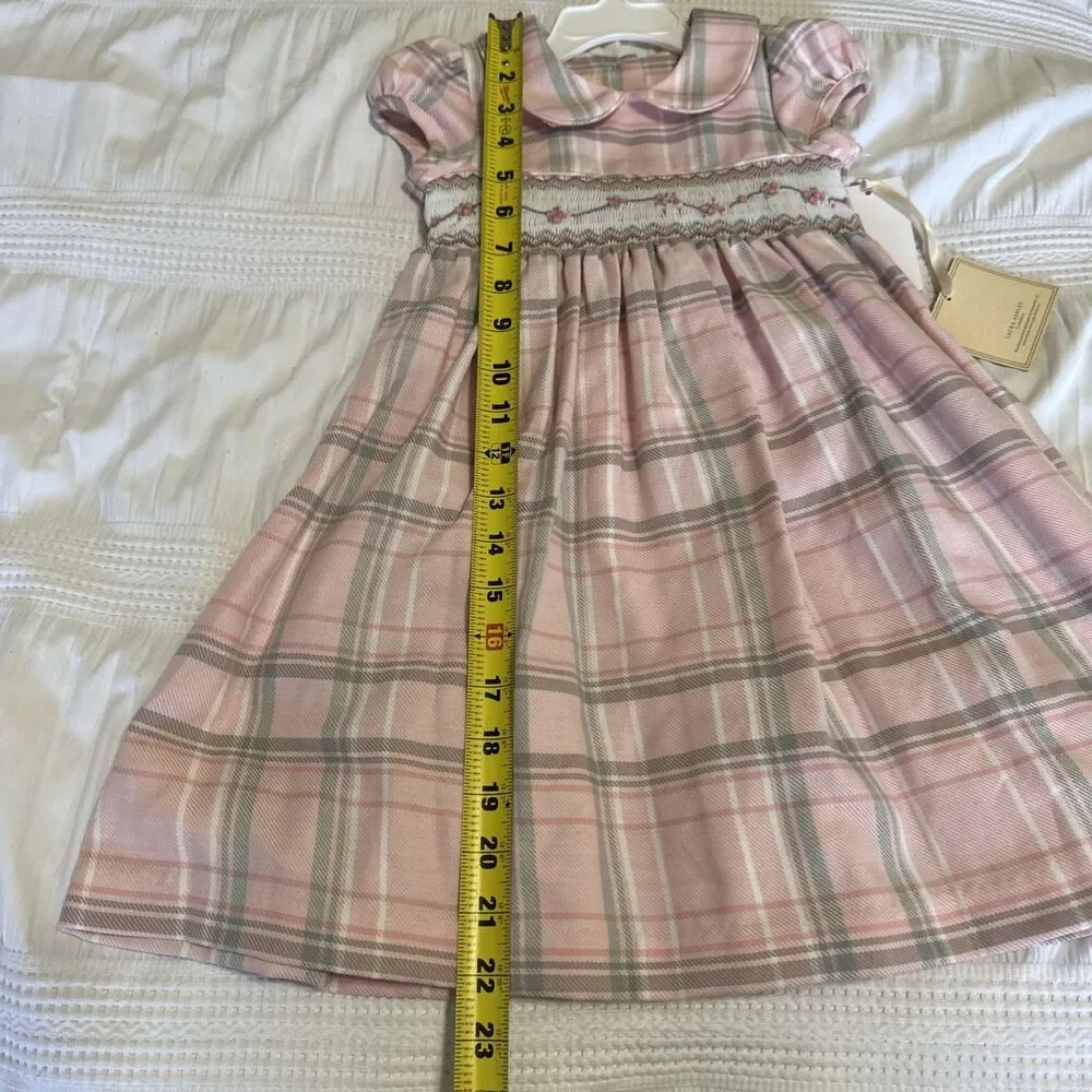 Laura Ashley Pink and Gray Plaid Smocked Dress